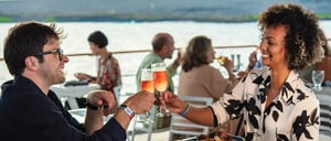 A Couple at the Al Fresco restaurant in the Galapagos Legend