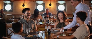 Family at the Lonesome George Restaurant of the Galapagos Legend