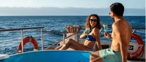 Couple at jacuzzi in coral II