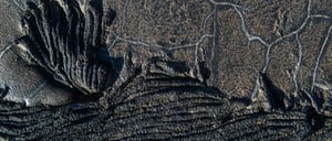 Sullivan bay in Santiago Island, solid lava