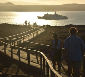 Galapagos Legend Itinerary West & East Expedition: Travelers at Bartolome Island