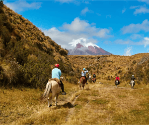 Horseback riding near Cotopaxi Volcano in Ecuador